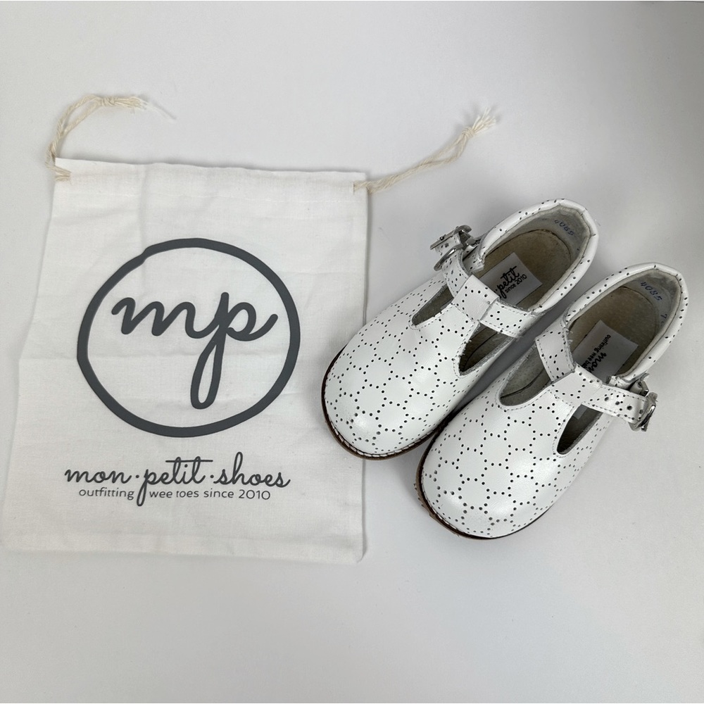 SWISS DOT Mon Petit Shoes T-Strap Hard Soles Size 8‎ Girls Leather